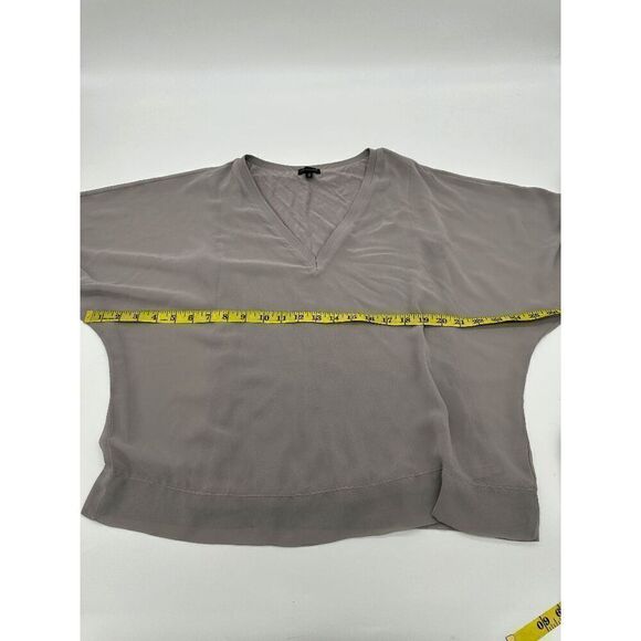 Women’s Top V Neck 3/4 Sleeves Semi Sheer Lined Sz M Gray - Picture 6 of 12